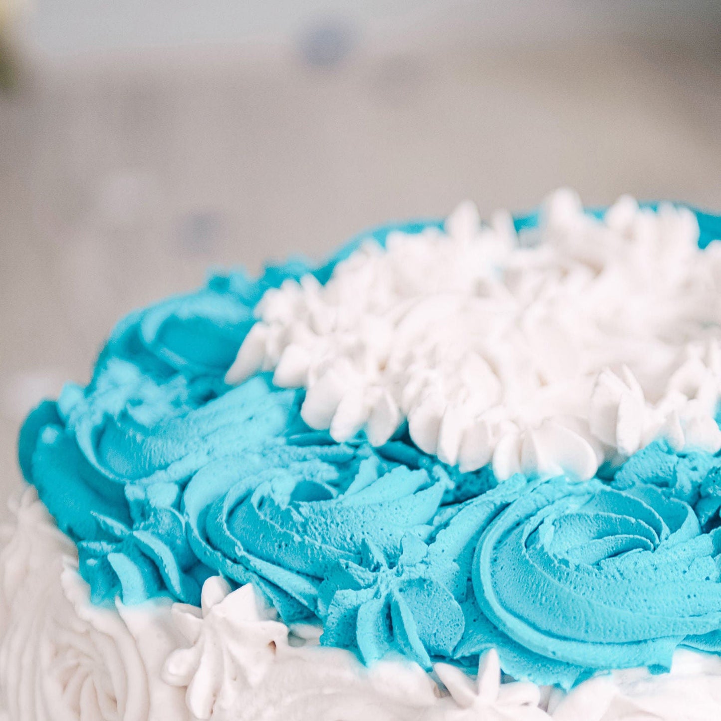 Blue Floral Vanilla Cream Cake