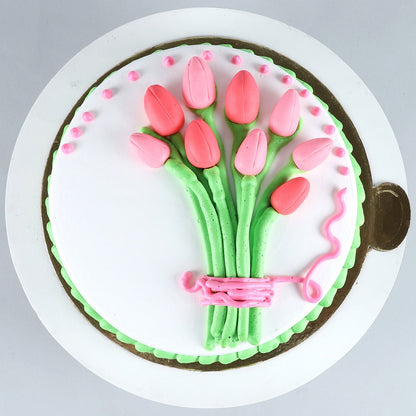 Beautiful Tulips Bunch Pineapple Cake